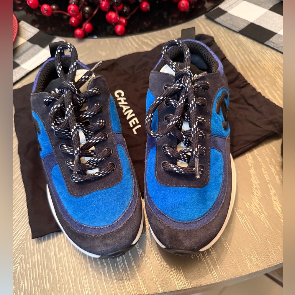 CHANEL Black and Blue Athletic Sneakers - Picture 3 of 13